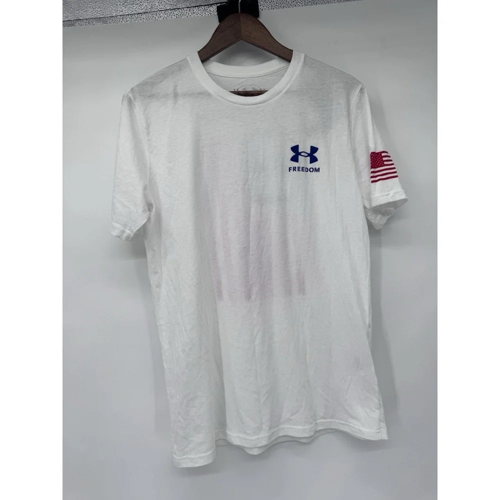 Under Armour Freedom T-Shirt M Americana White American Flag patriotic NWT